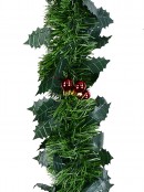 5m Holly & Red Berry Clusters Fir Needle 8ply 90mm Tinsel Garland