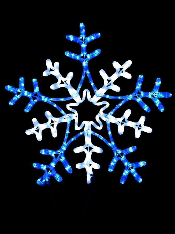 Blue & Cool White Snowflake Rope Light Silhouette - 65cm