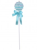 Pastel Blue Cupcake Bauble Stem With Iridescent Frosting & Satin Bow | 54cm