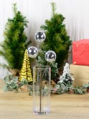 46cm Silver Reflective Mirror Ball Spray Long Christmas Stem