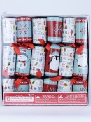 Teal, Red & White With Christmas Characters & Text Cracker Bon Bons - 12 x 29cm