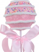 Pastel Pink Cupcake Bauble Stem With Iridescent Frosting & Satin Bow | 54cm