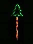 6x 61cm Green Trees On Red & White Stripe Path Light Set - Solar Or Electric
