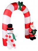 Santa, Snowman & Archway Illuminated Christmas Inflatable Display - 2.4m