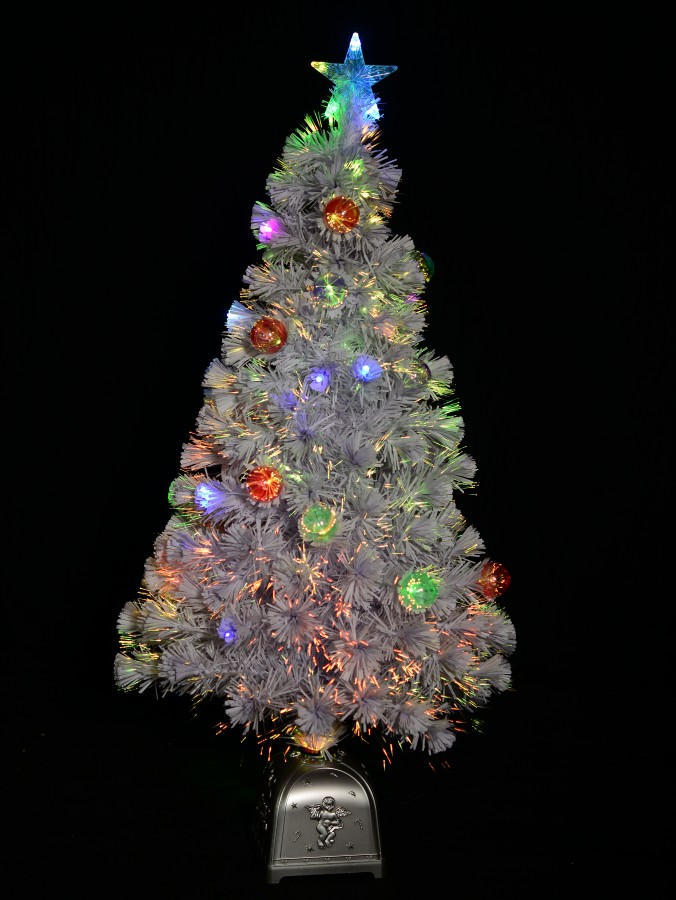 Winter Ice White Multi Colour LED & Fibre Optic Christmas Tree - 1.2m