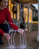 Reindeer With Twinkle Scarf On Black Frame Outdoor LED Light Display | 60cm