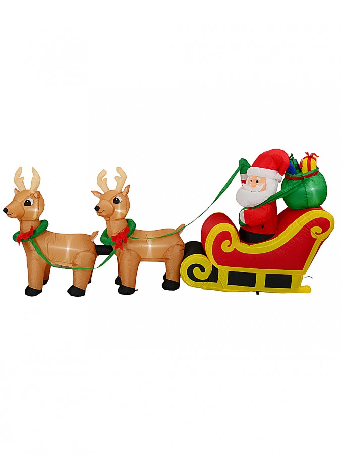 2.4m Santa, Sleigh & Reindeer Illuminated Christmas Inflatable