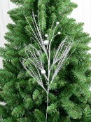 75cm Shiny Silver With Matte Baubles Twig Spray Long Christmas Clip Stem