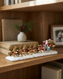 22cm Santa, Sleigh & Reindeers In Snow With Warm White LED Lights
