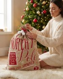 Jute North Pole Good List Approved Checked By Santa & Buddy Gift Sack | 80cm