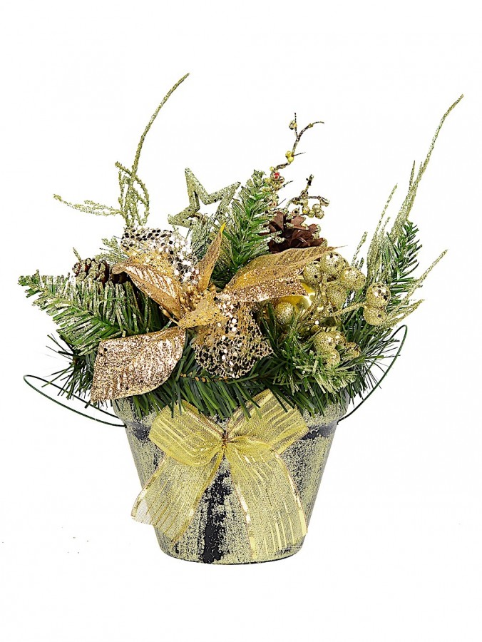 Gold Potted Table Decoration - 25cm