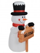 Snowman & Welcome Signpost Illuminated Christmas Inflatable Display - 1.5m