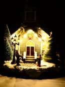 Winter Church LED Christmas Village Scene With Animated Bell & Tree - 35cm