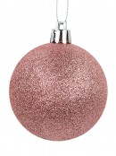 Blush Pink, Gold & Soft Pink Bauble Set in Gloss, Matte & Glitter - 12 x 60mm