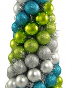 Silver, Turquoise & Lime Bauble Table Top Tree - 33cm