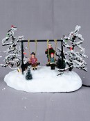 Kids On The Playground Swing Animated LED Christmas Village Scene - 14cm