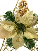 Hanging Decorative 3D Metal Wire Star With Pine & Poinsettia Ornament - 30cm