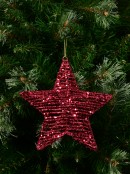 Red Twine Wrapped Look 3D Star Christmas Tree Hanging Decoration - 18cm