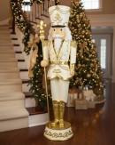 1.8m Ivory & Gold King Nutcracker With Sceptre Life Size Resin Ornament
