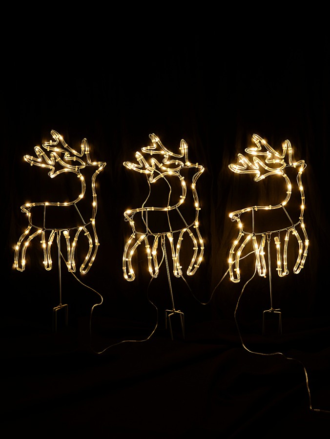 Warm White Reindeer Herd Garden Christmas Path Light Set - 3 x up to 2.1m