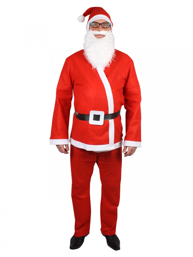 Budget 5 Piece Adult Santa Suit Costume - One Size Fits Most