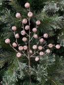51cm Dusty Rose Large Frosted Berries Spray Long Christmas Stem