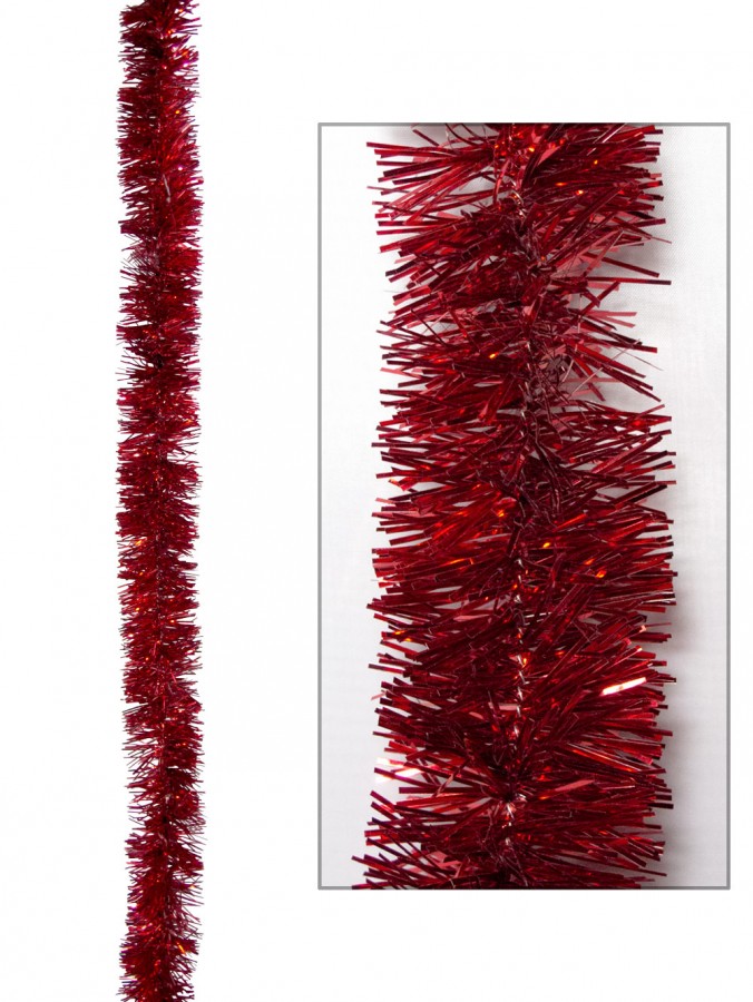 Red Metallic 6ply Tinsel Garland - 50mm X 5m | Garlands, Wreaths ...