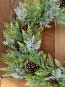 60cm Mixed Needle Tips Wreath With Glitter Pinecones & Rattan Look Stars