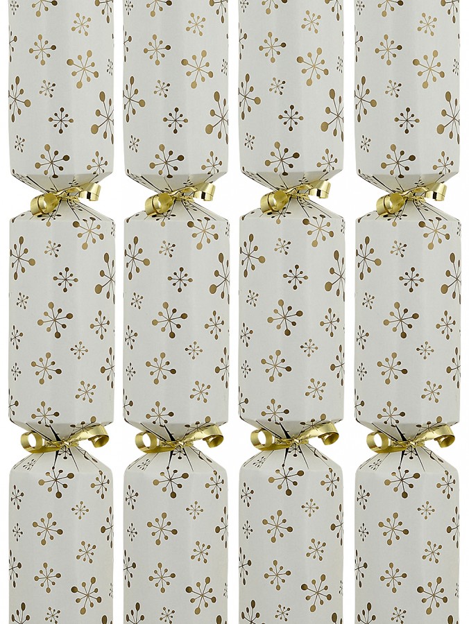 50x Matte White & Gold Whimsical Star Christmas Bon Bons (Crackers) | 31cm
