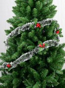2.7m White Tip Fir Needle With Holly & Berry 5ply 70mm Tinsel Garland