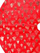 1m Red Plush Faux Fur Christmas Tree Skirt With Gold Foil Trees Pattern