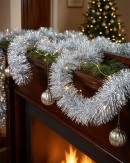 Professional 8ply Silver Metallic Fir Needle Christmas Tinsel Garland | 5m x 15cm
