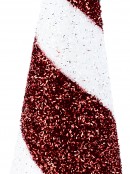 Red & White Metallic Tinsel Fleck 3D Conical Tabletop Christmas Tree - 44cm