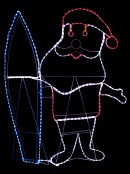 Aussie Santa With Surfboard LED Rope Light Silhouette - 1.4m