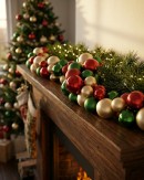 1.4m Red Green & Gold Metallic & Matte Large Display Bauble Cluster Garland