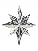 Silver Snowflake Look Star Hanging Ornament - 12cm