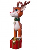 Cute Resin Reindeer Calf With Christmas Gift Life Size Decor Ornament - 89cm