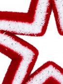 37cm Red & White Flocked With Silver Hollow Christmas Star Tinsel Plaque