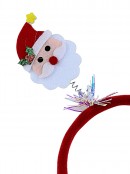 Santa & Santa On Springs Headband With Iridescent Tinsel - One Size Fits Most