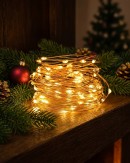 100 Warm White Seed LED String Fairy Battery Lights With Static & Flash | 10m