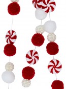 Red & White Candy, Balls & Bells Weeping Willow Look Long Stem - 19cm Wide