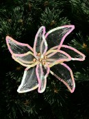 White Organza Poinsettia With Iridescent Christmas Clip Pick - 25cm Wide