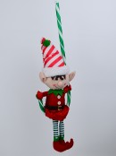 68cm Cute Elf Sitting In A Candy Cane Outdoor Decoration