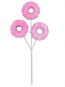 46cm Pink Tinsel Doughnuts With Iridescent Sequins Long Christmas Stem