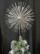 38cm Silver Glitter Starburst Christmas Tree Top Decoration