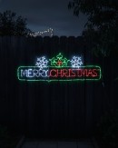 2m Dynamic Framed Merry Christmas, Holly & Snowflakes Outdoor LED Display
