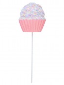 71cm Pink Cupcake With Pastel Sprinkles & Silver Tinsel Long Christmas Stem