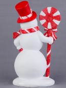 25cm Red & White Lollipop Joyous Snowman Resin Figurine Ornament