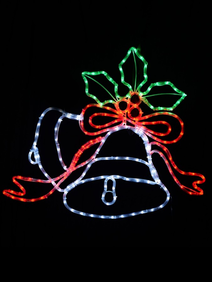 Multi Colour LED Christmas Bells & Mistletoe Rope Light Silhouette - 83cm