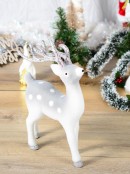 White & Silver Glittered Flocked Standing Christmas Reindeer Ornament - 44cm